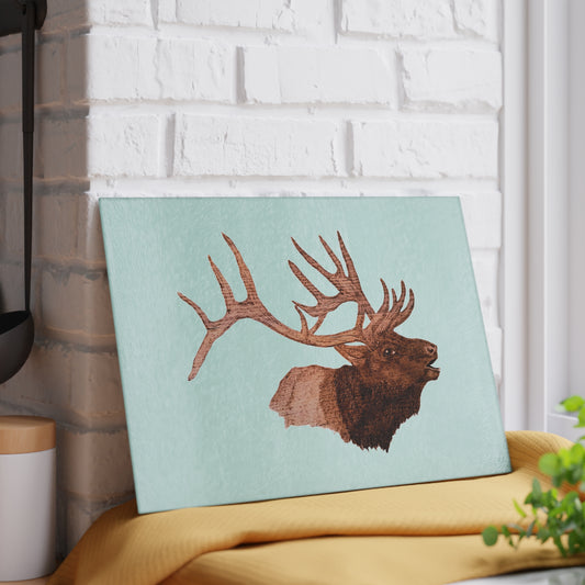 Glass Cutting Board - Bull Elk