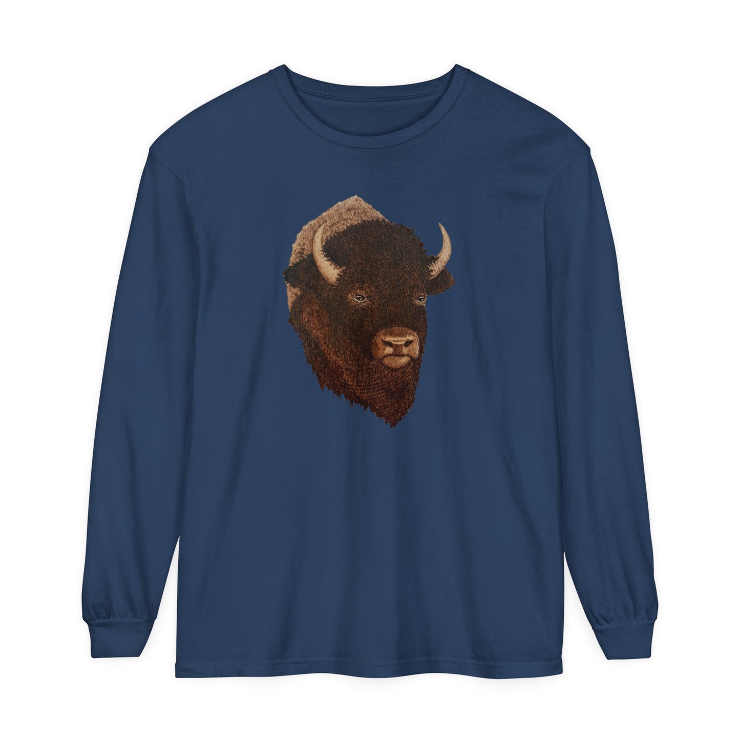 Unisex Garment-dyed Long Sleeve T-Shirt - Bison