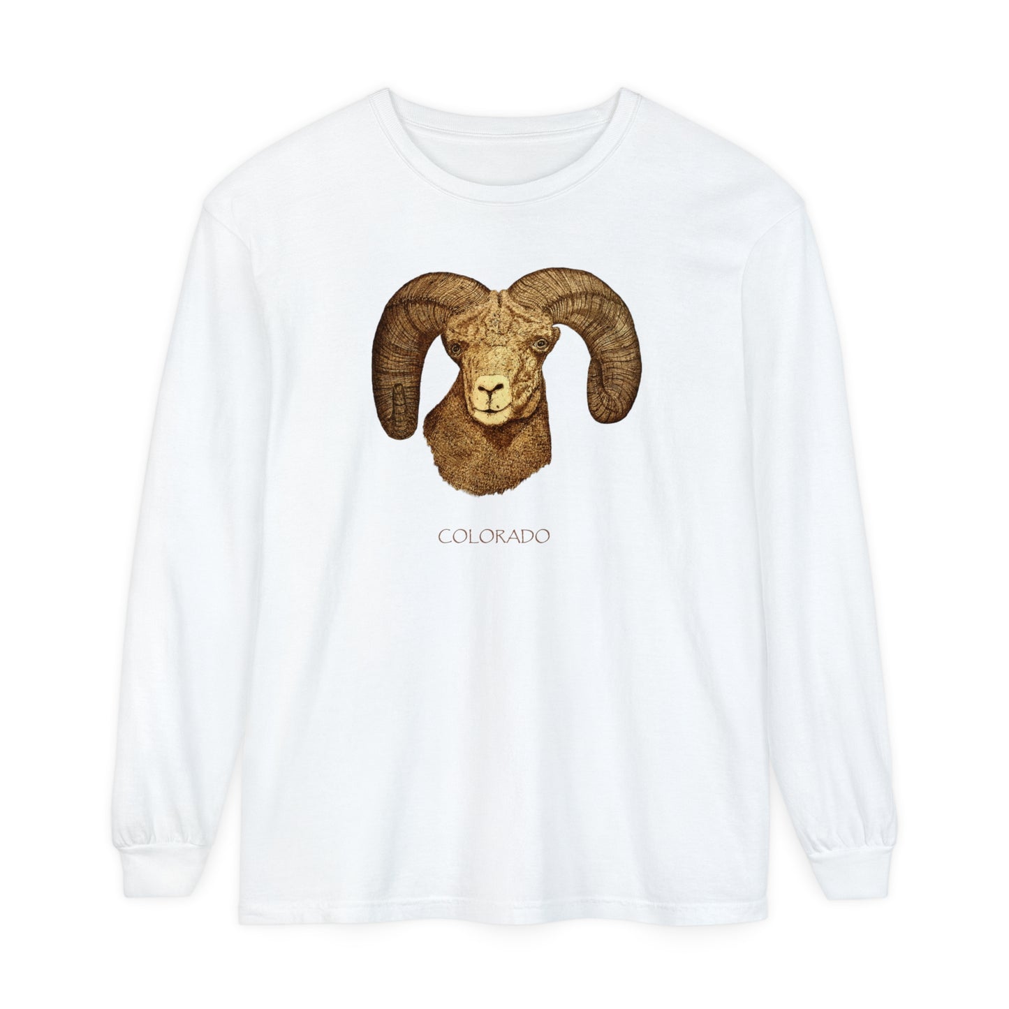 Unisex Garment-dyed Long Sleeve T-Shirt - Ram w/ "COLORADO"