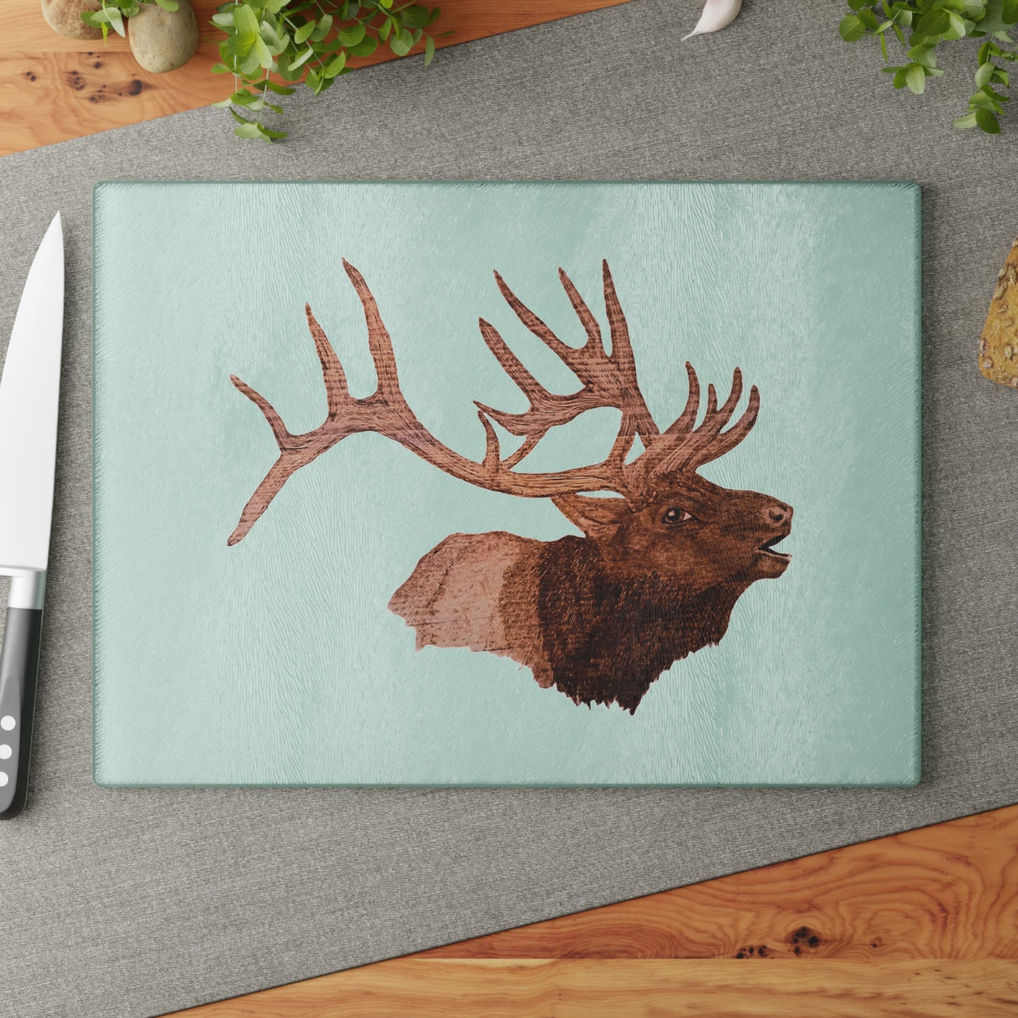 Glass Cutting Board - Bull Elk