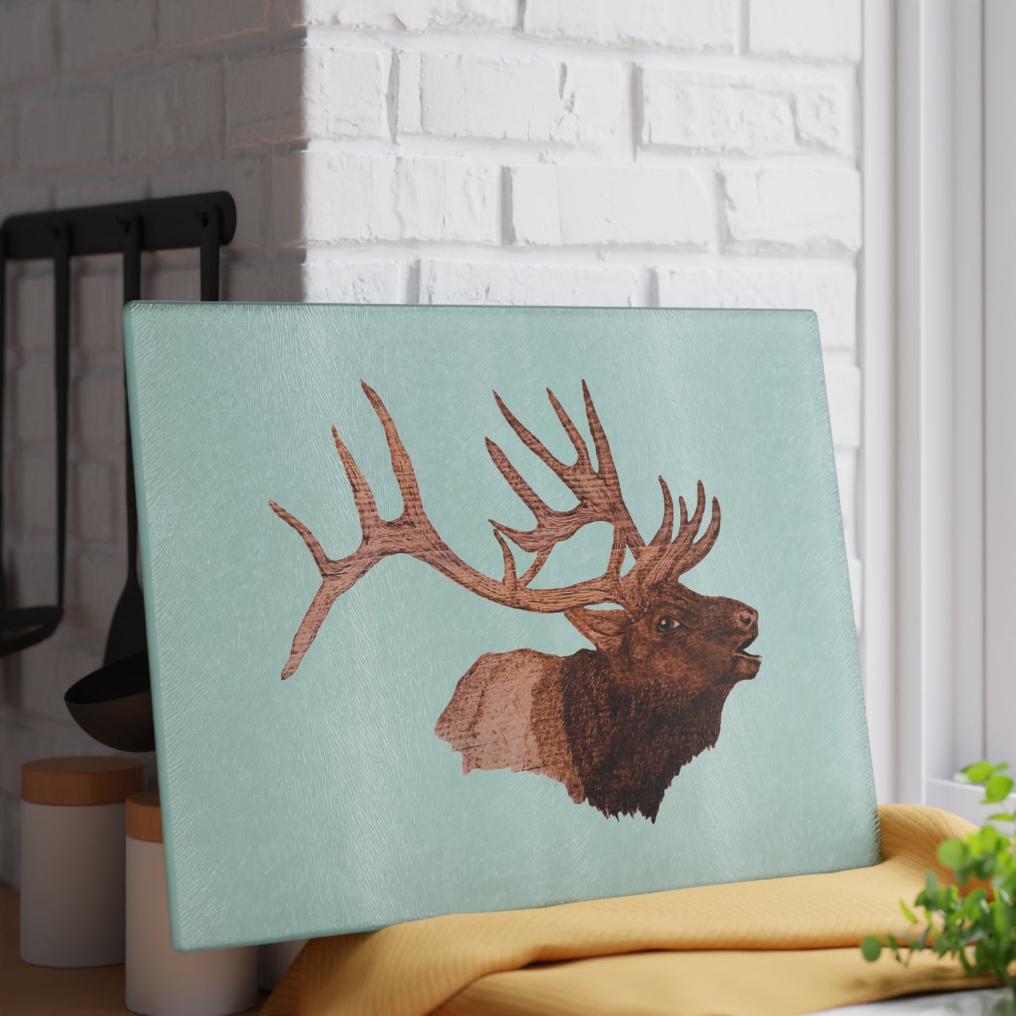 Glass Cutting Board - Bull Elk