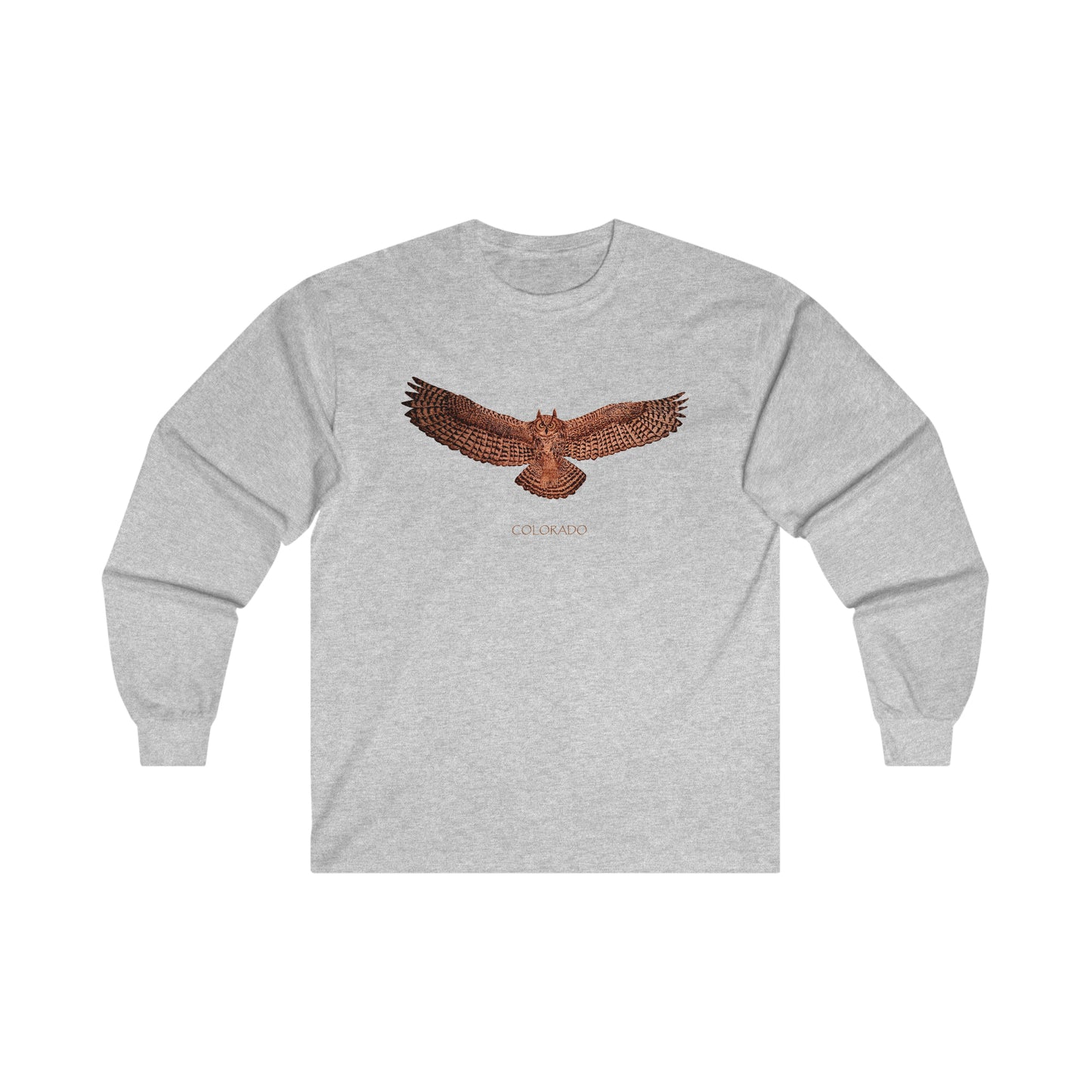 Ultra Cotton Long Sleeve Tee - Owl w/ "COLORADO"