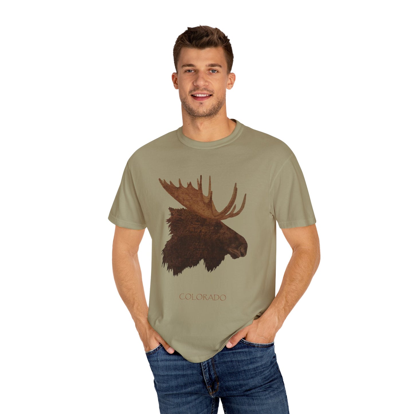 Unisex Garment-Dyed T-shirt - Moose w/ "COLORADO"
