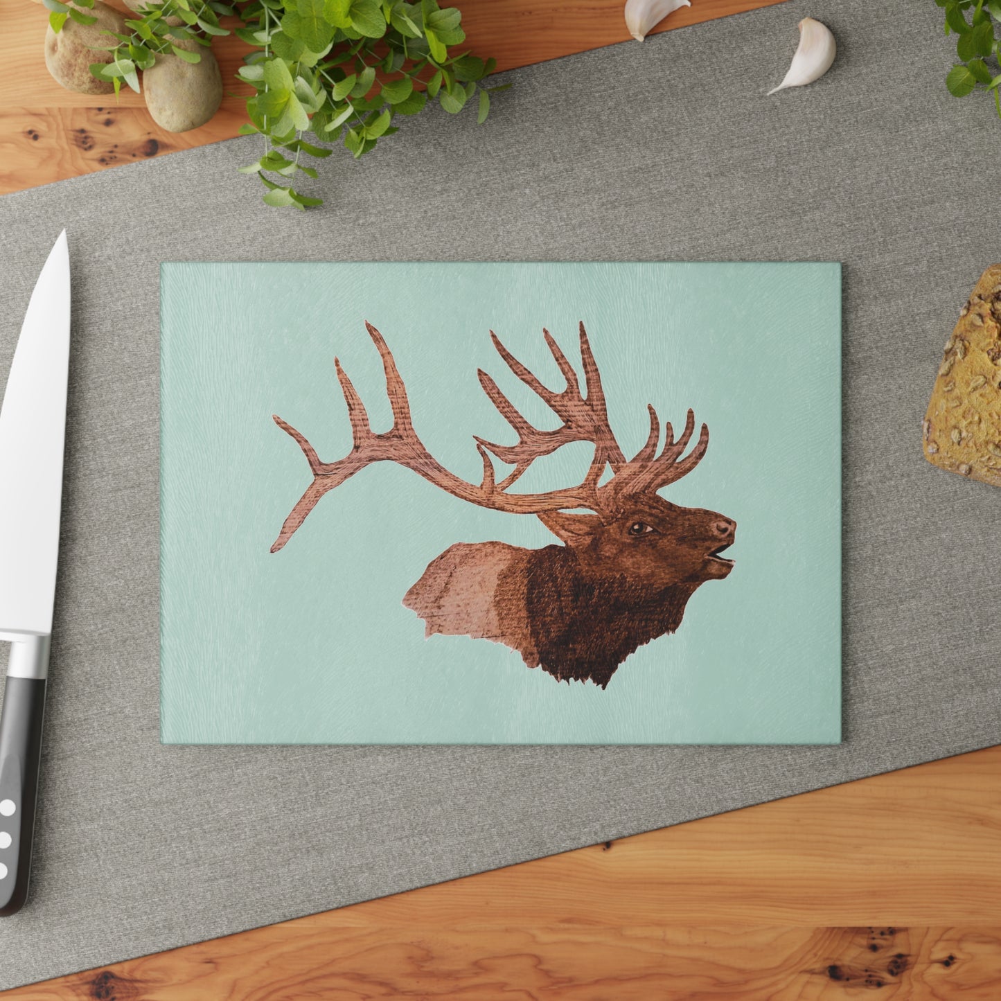 Glass Cutting Board - Bull Elk