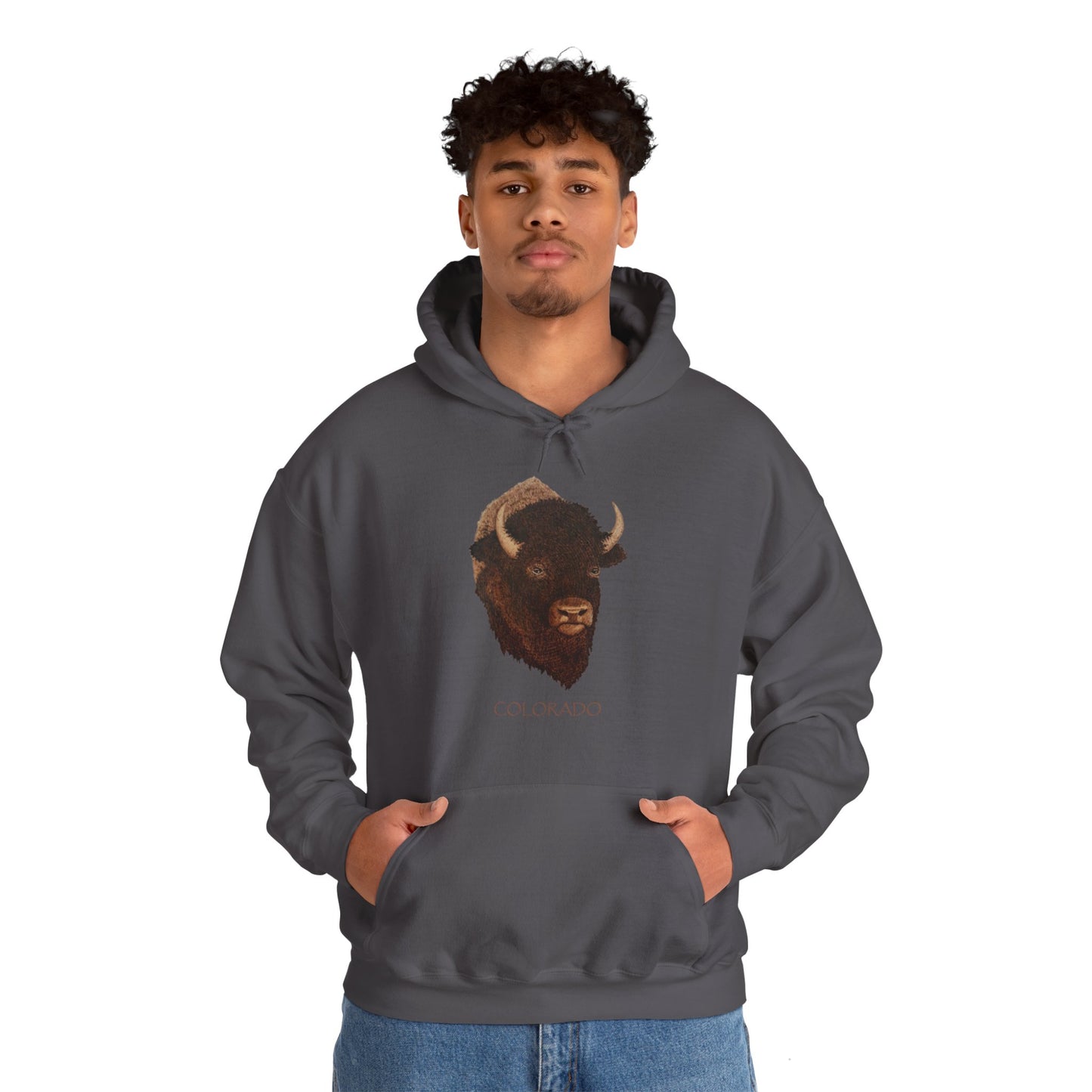 Unisex Heavy Blend™ Hooded Sweatshirt - Bison w/ "COLORADO"