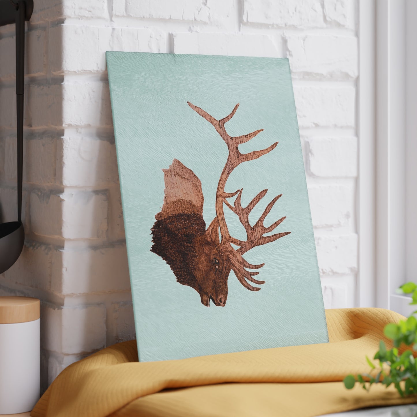 Glass Cutting Board - Bull Elk