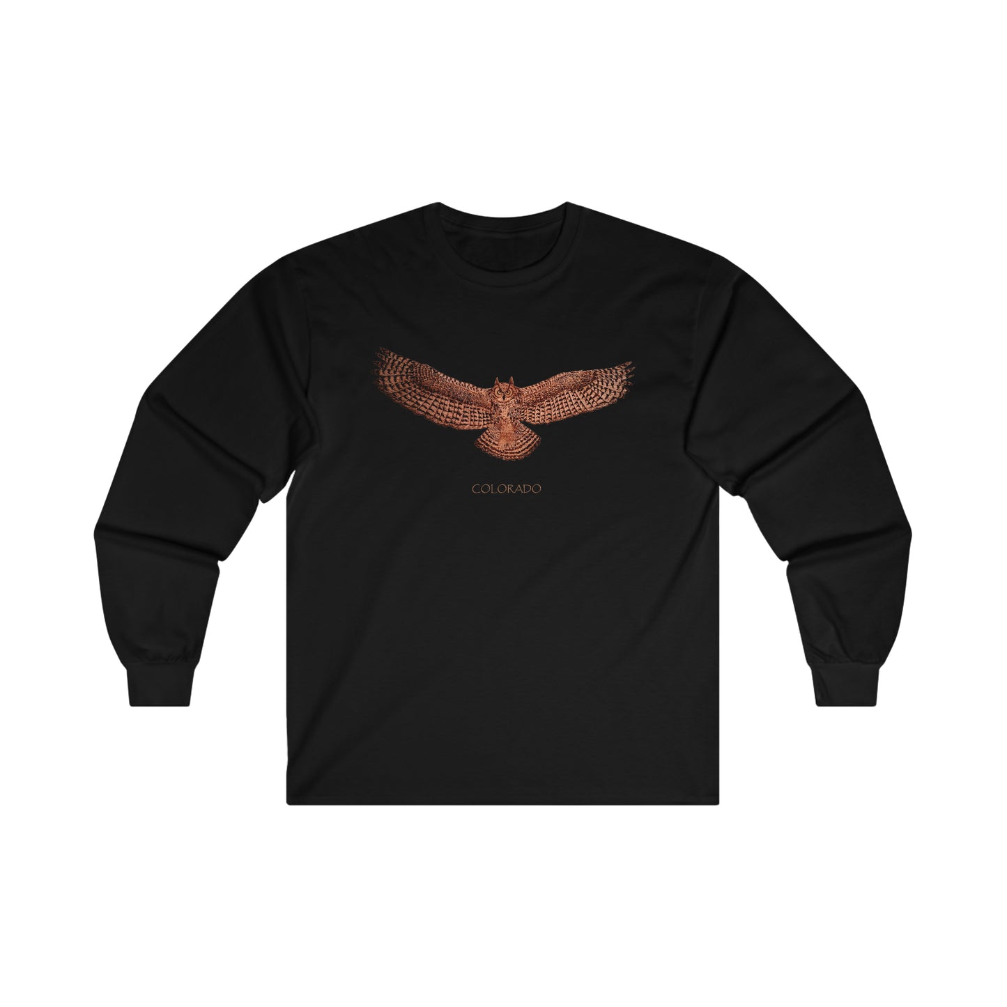 Ultra Cotton Long Sleeve Tee - Owl w/ "COLORADO"