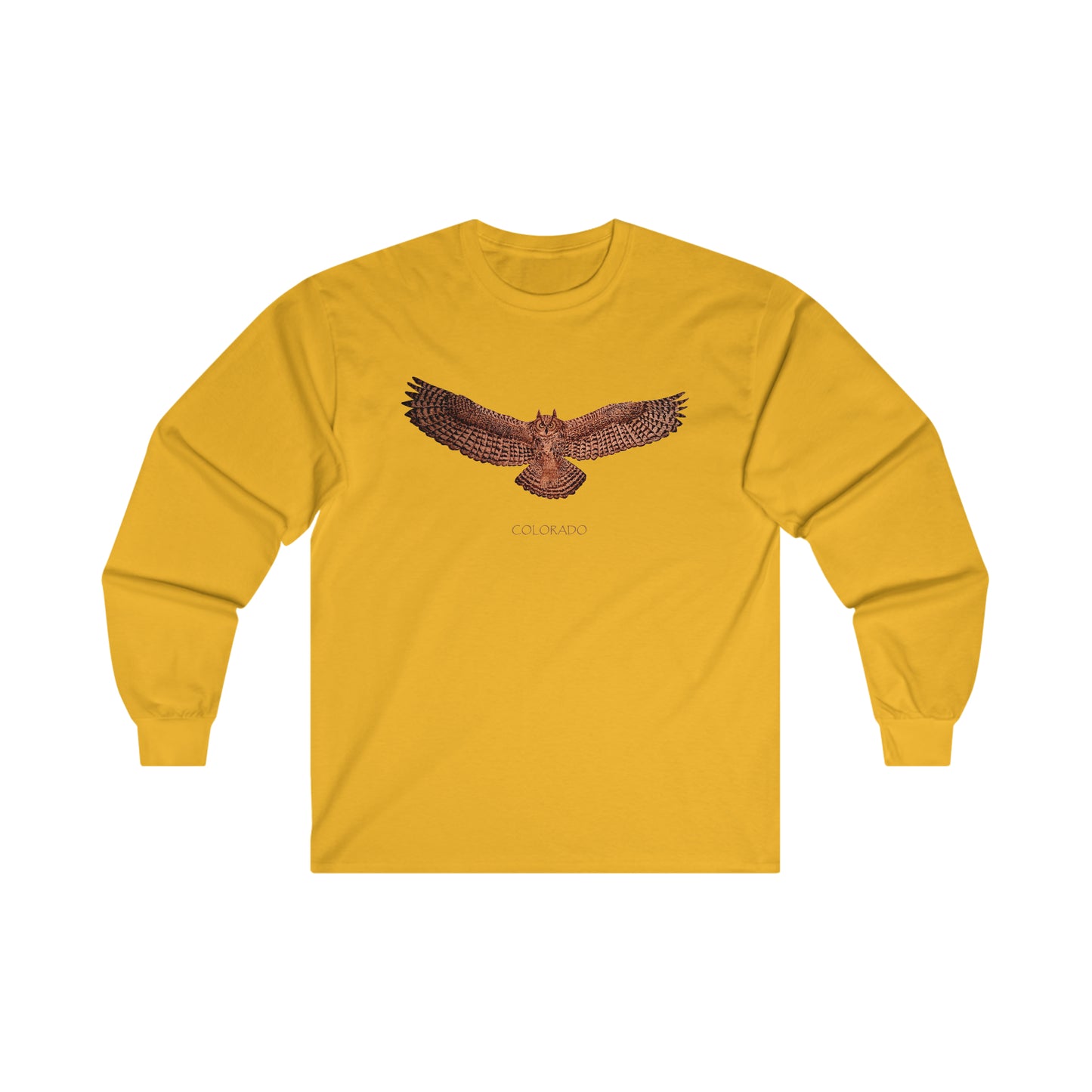 Ultra Cotton Long Sleeve Tee - Owl w/ "COLORADO"