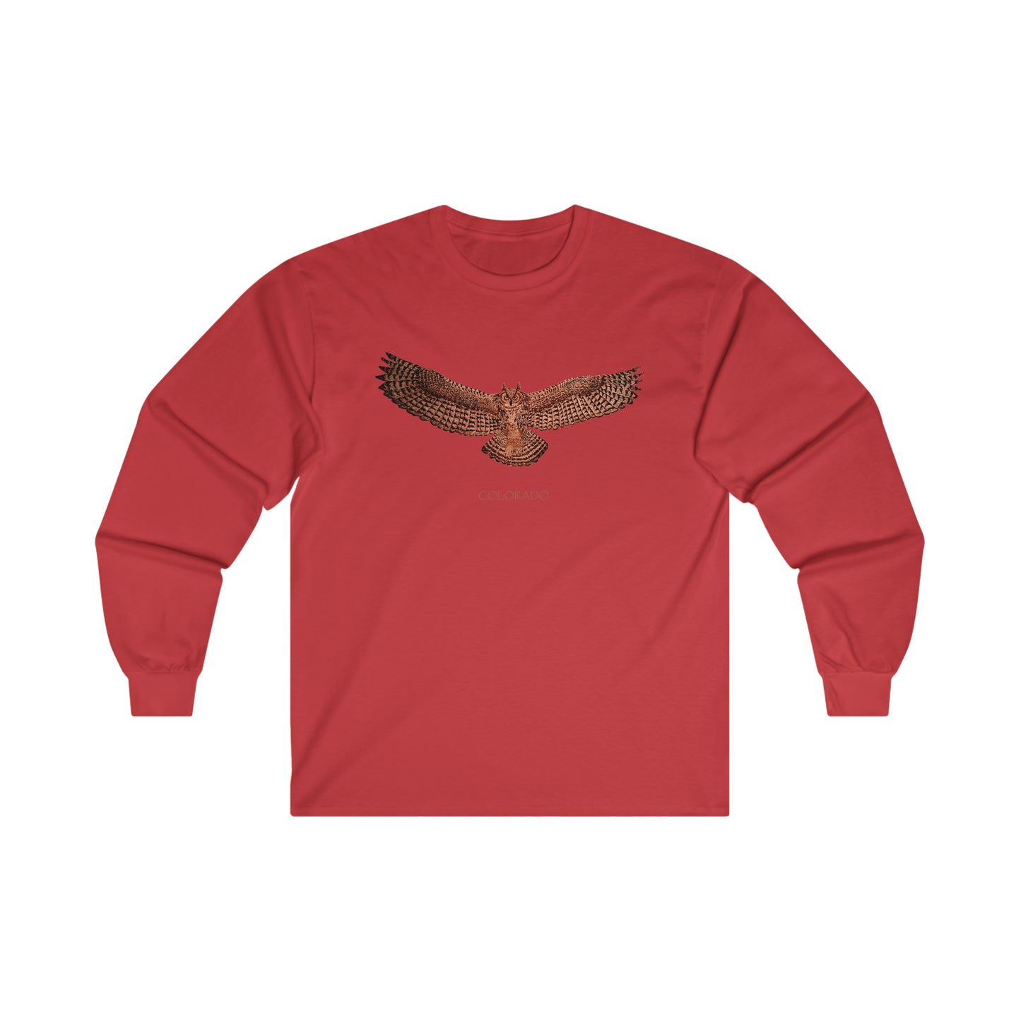 Ultra Cotton Long Sleeve Tee - Owl w/ "COLORADO"