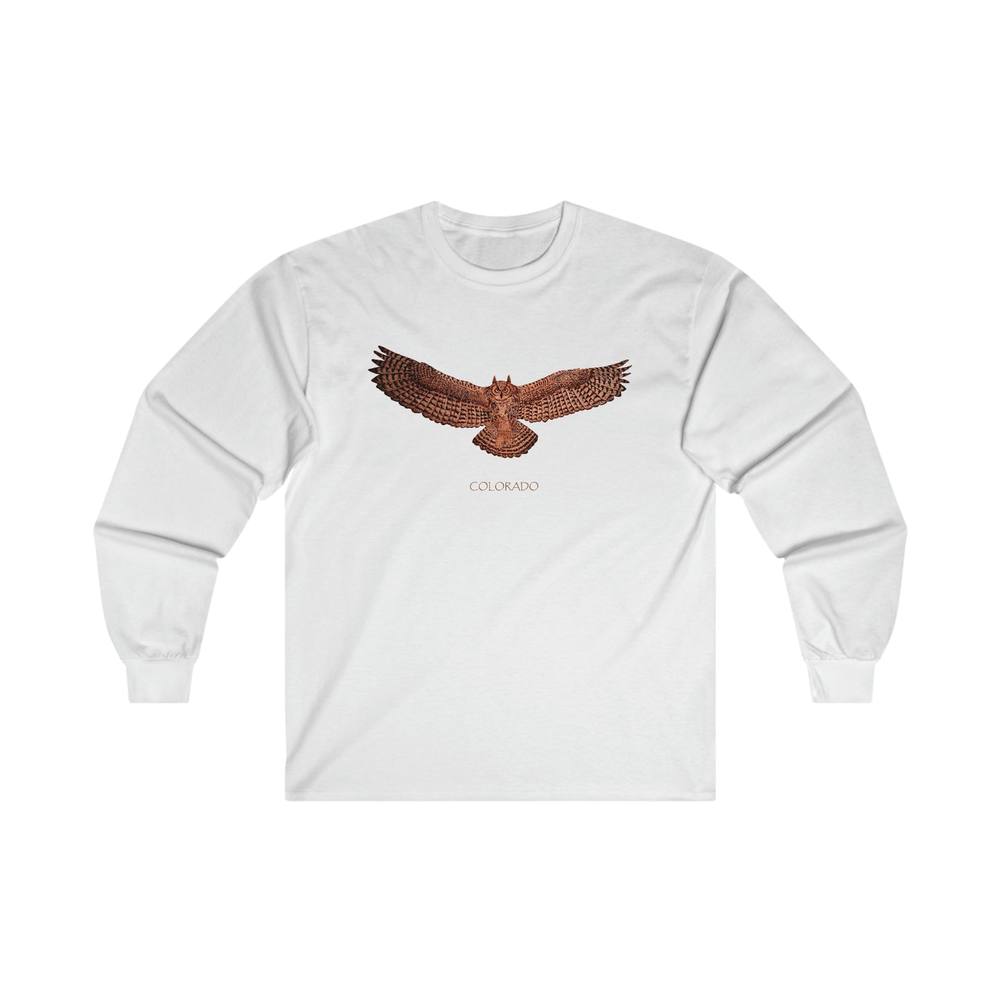 Ultra Cotton Long Sleeve Tee - Owl w/ "COLORADO"