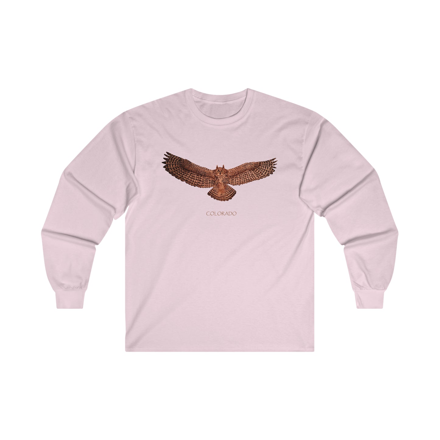 Ultra Cotton Long Sleeve Tee - Owl w/ "COLORADO"