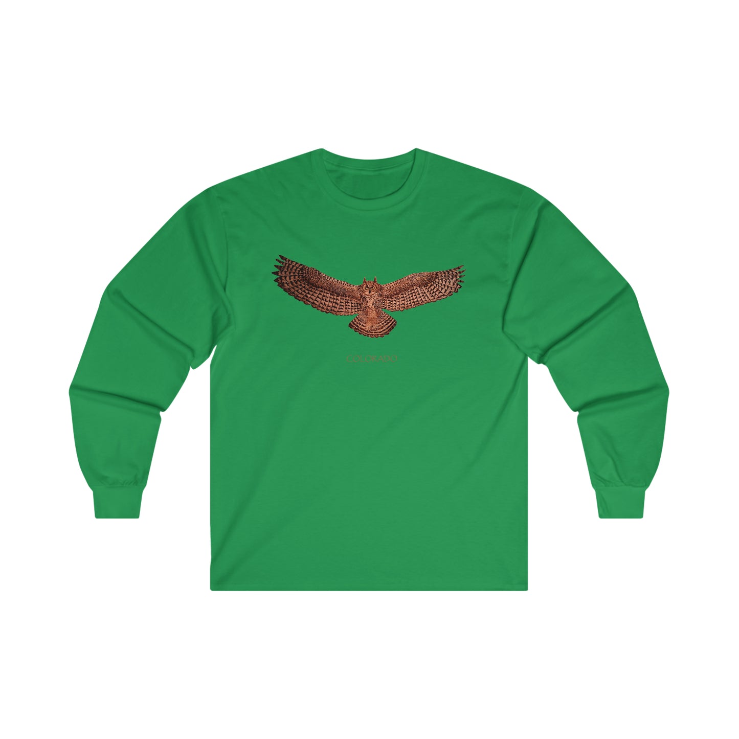 Ultra Cotton Long Sleeve Tee - Owl w/ "COLORADO"