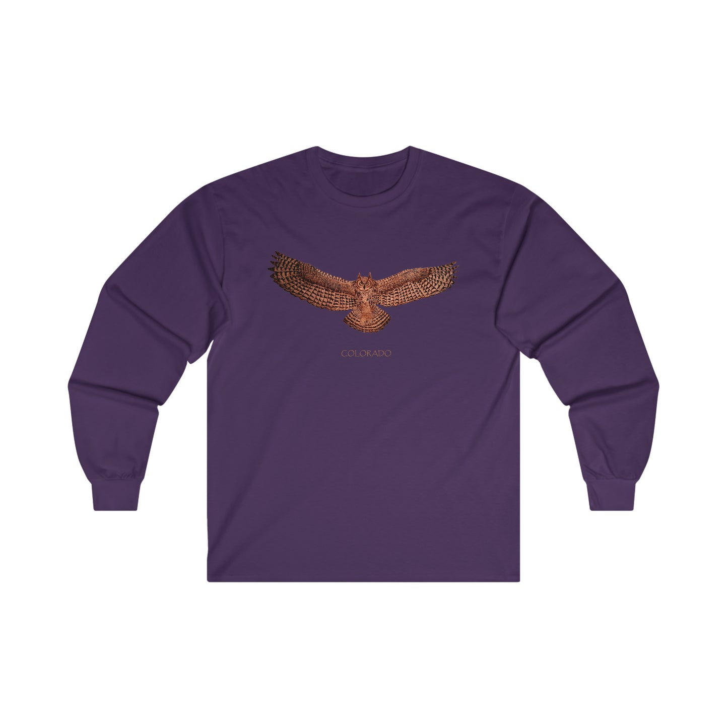 Ultra Cotton Long Sleeve Tee - Owl w/ "COLORADO"