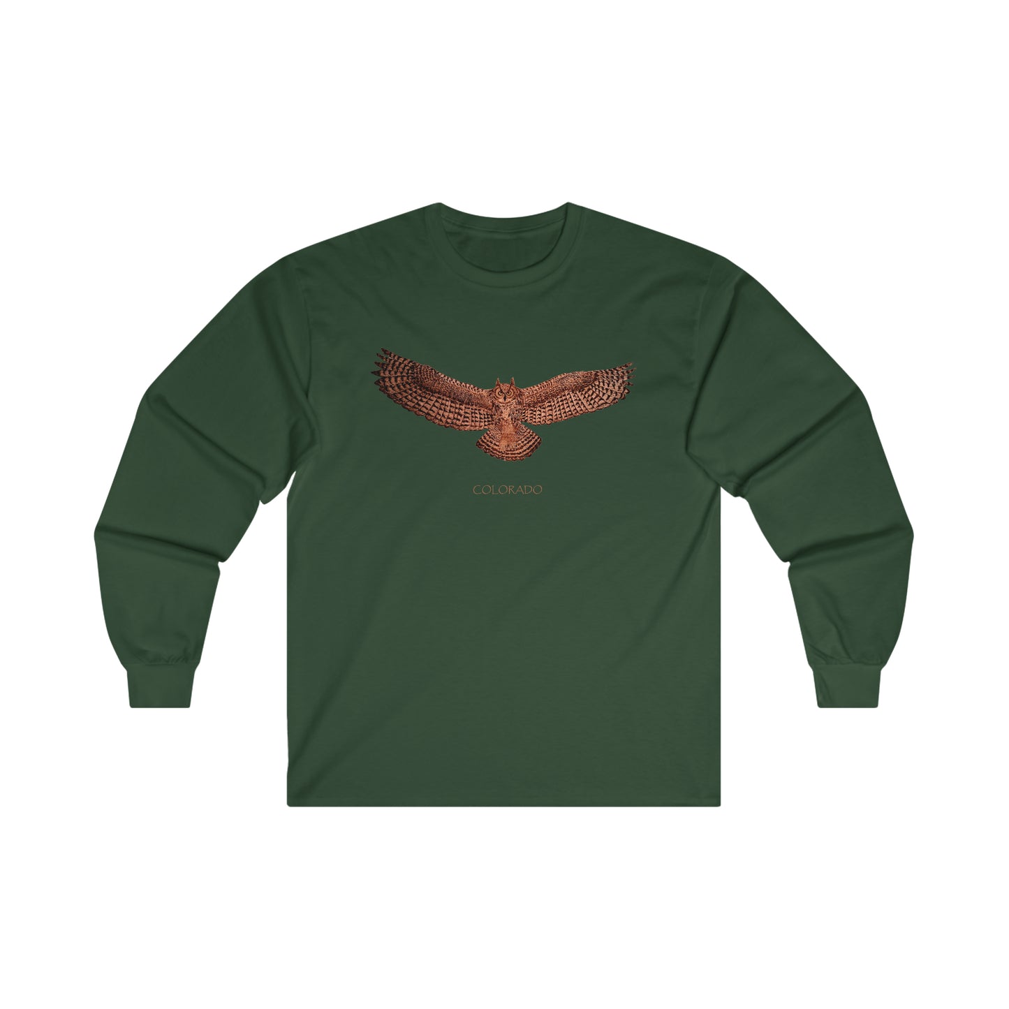 Ultra Cotton Long Sleeve Tee - Owl w/ "COLORADO"