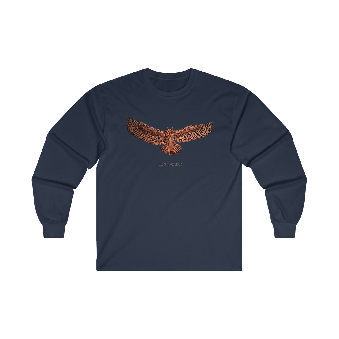 Ultra Cotton Long Sleeve Tee - Owl w/ "COLORADO"