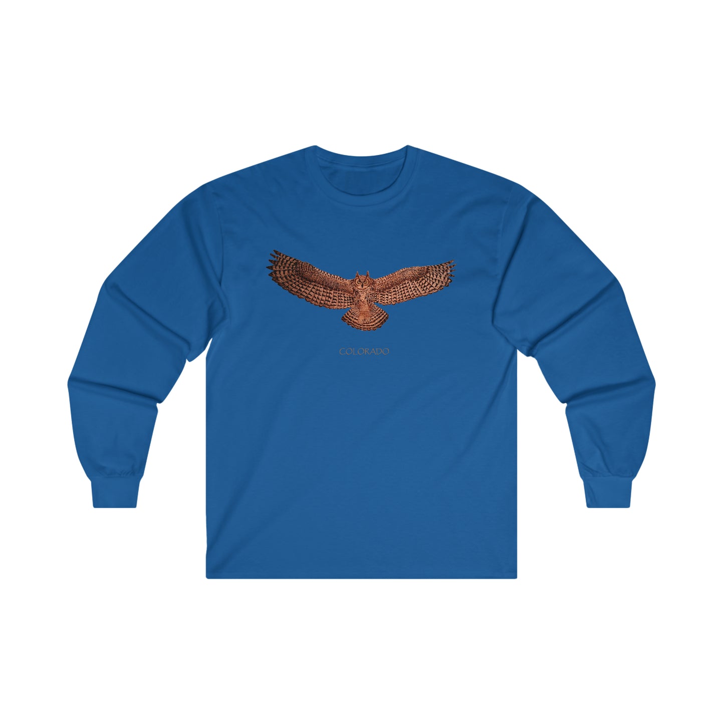 Ultra Cotton Long Sleeve Tee - Owl w/ "COLORADO"