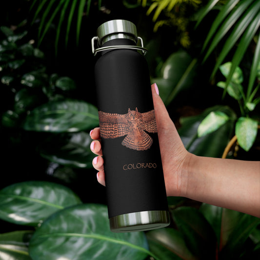 Copper Vacuum Insulated Bottle, 22oz - Owl w/ "COLORADO"