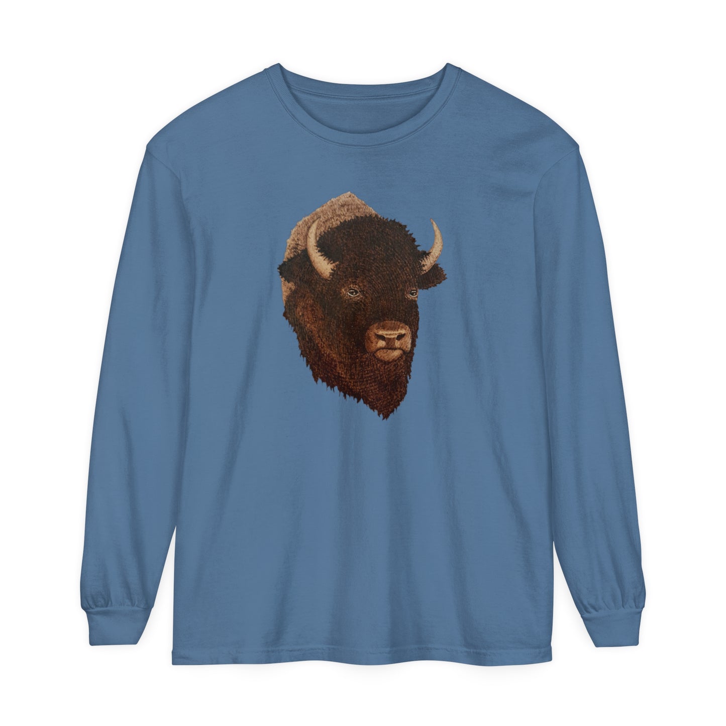 Unisex Garment-dyed Long Sleeve T-Shirt - Bison