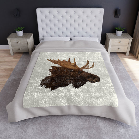 Crushed Velvet Blanket - Moose