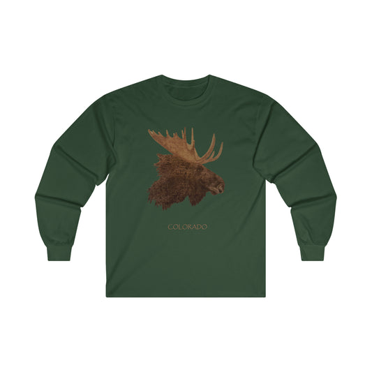 Ultra Cotton Long Sleeve Tee - Moose w/ "COLORADO"