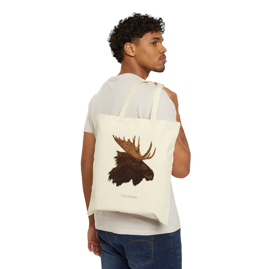 Cotton Canvas Tote Bag - Moose w/ "COLORADO"