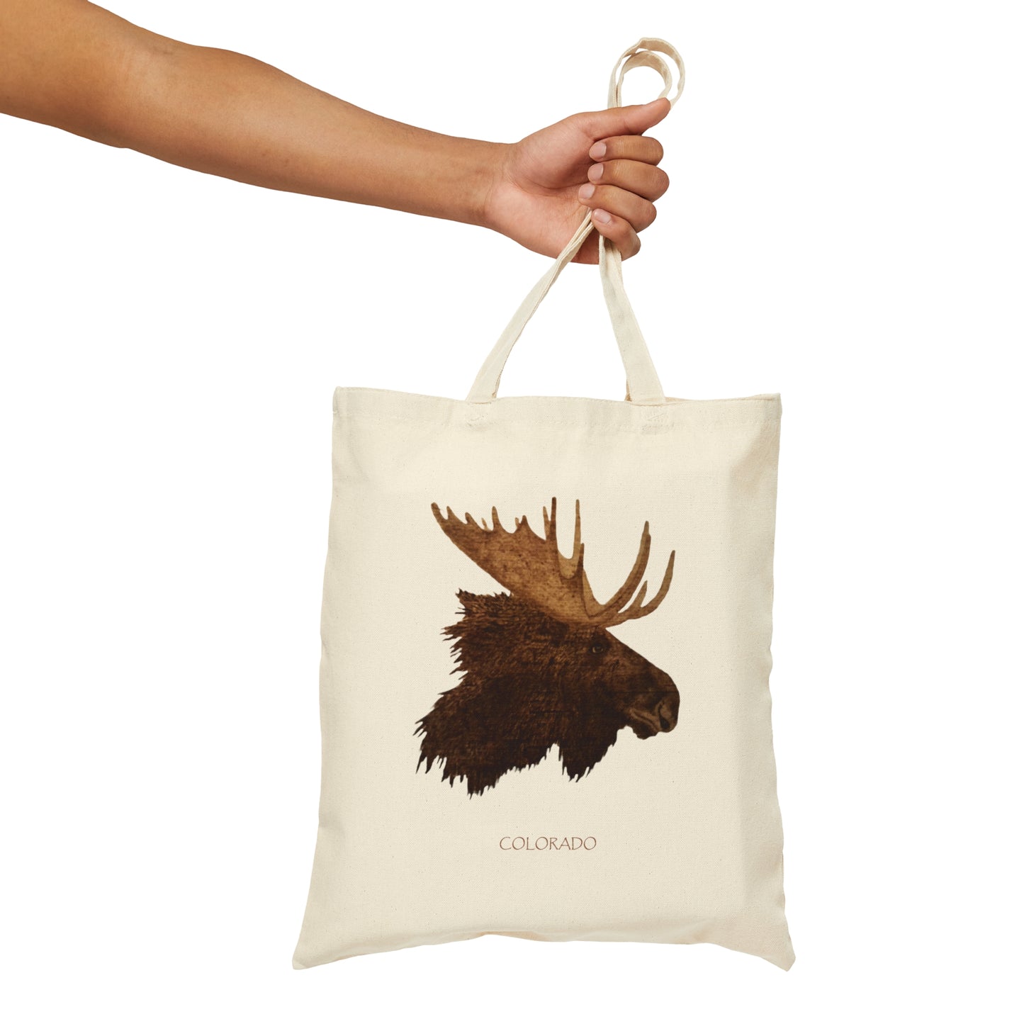 Cotton Canvas Tote Bag - Moose w/ "COLORADO"