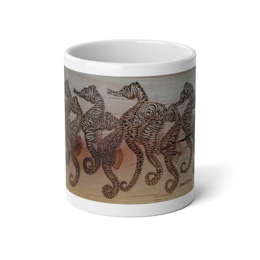 Jumbo Mug, 20oz - Nine Zebra Seahorses