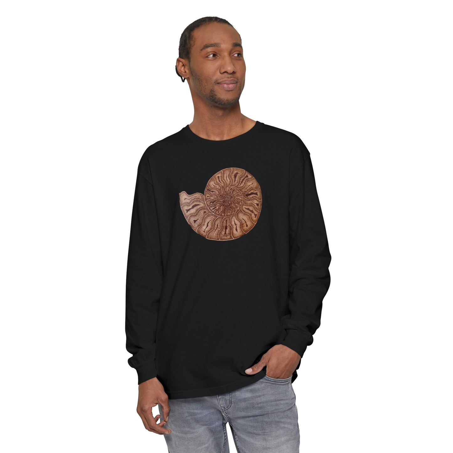 Unisex Garment-dyed Long Sleeve T-Shirt - Half Moon