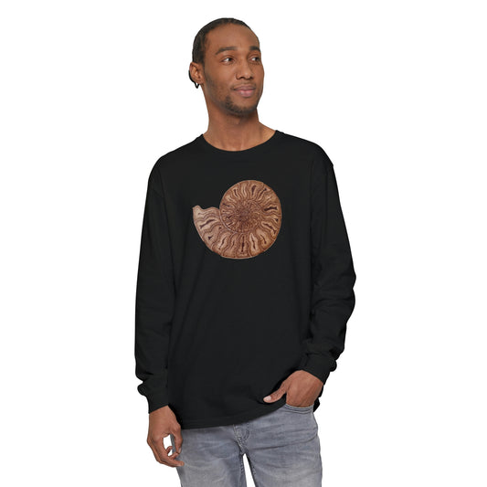 Unisex Garment-dyed Long Sleeve T-Shirt - Half Moon