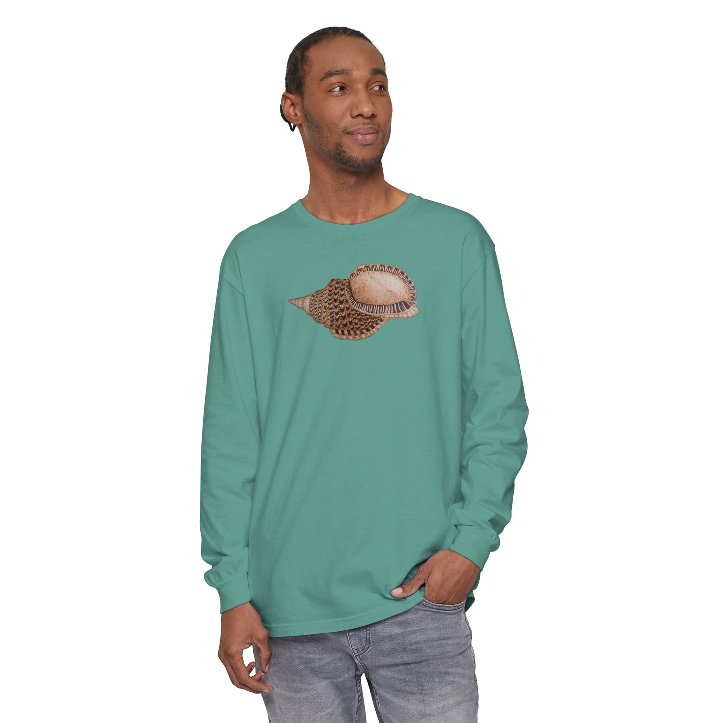 Unisex Garment-dyed Long Sleeve T-Shirt - Triton Conch