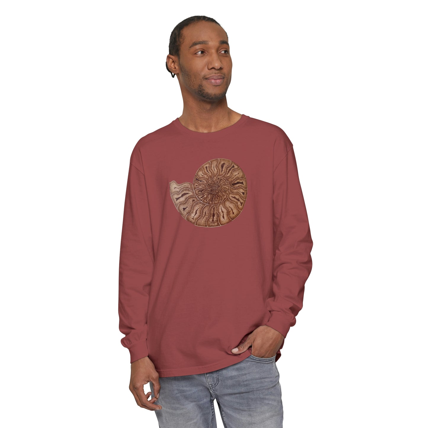 Unisex Garment-dyed Long Sleeve T-Shirt - Half Moon