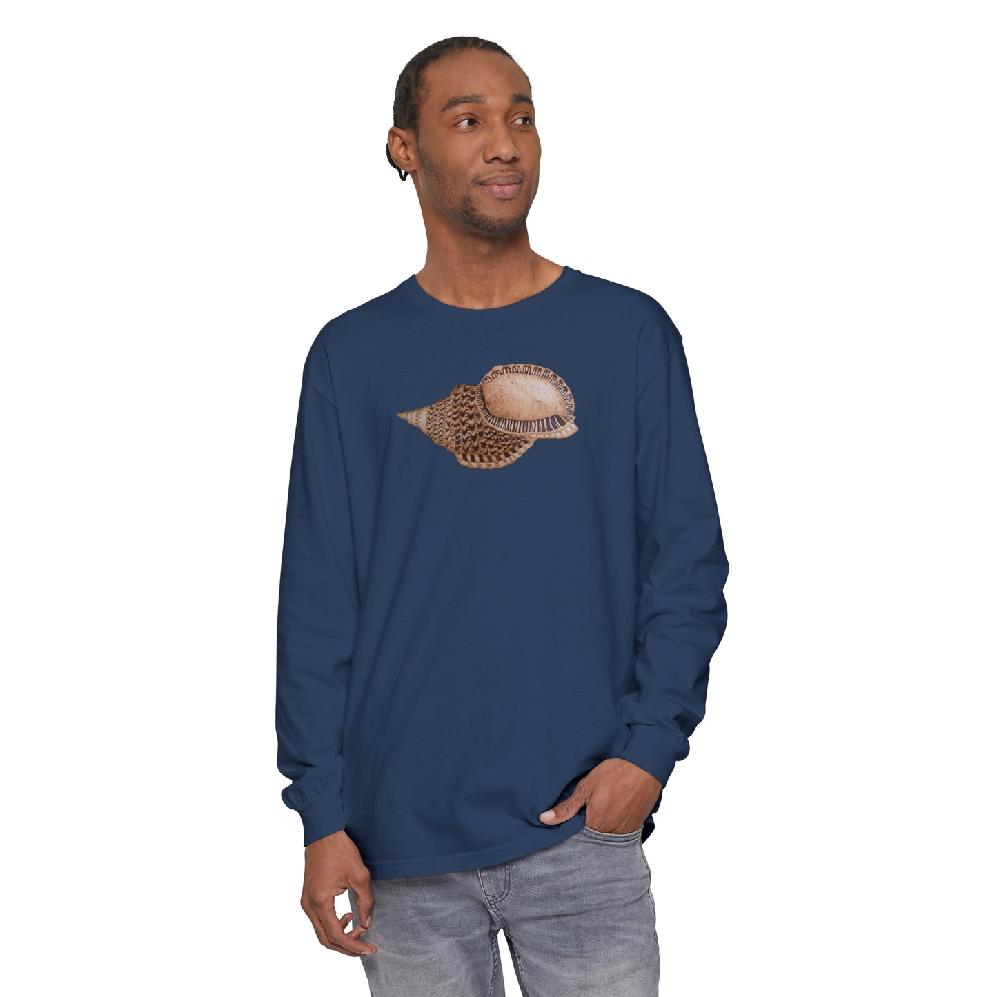 Unisex Garment-dyed Long Sleeve T-Shirt - Triton Conch