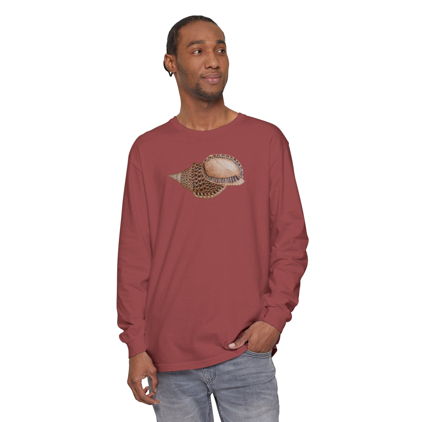 Unisex Garment-dyed Long Sleeve T-Shirt - Triton Conch