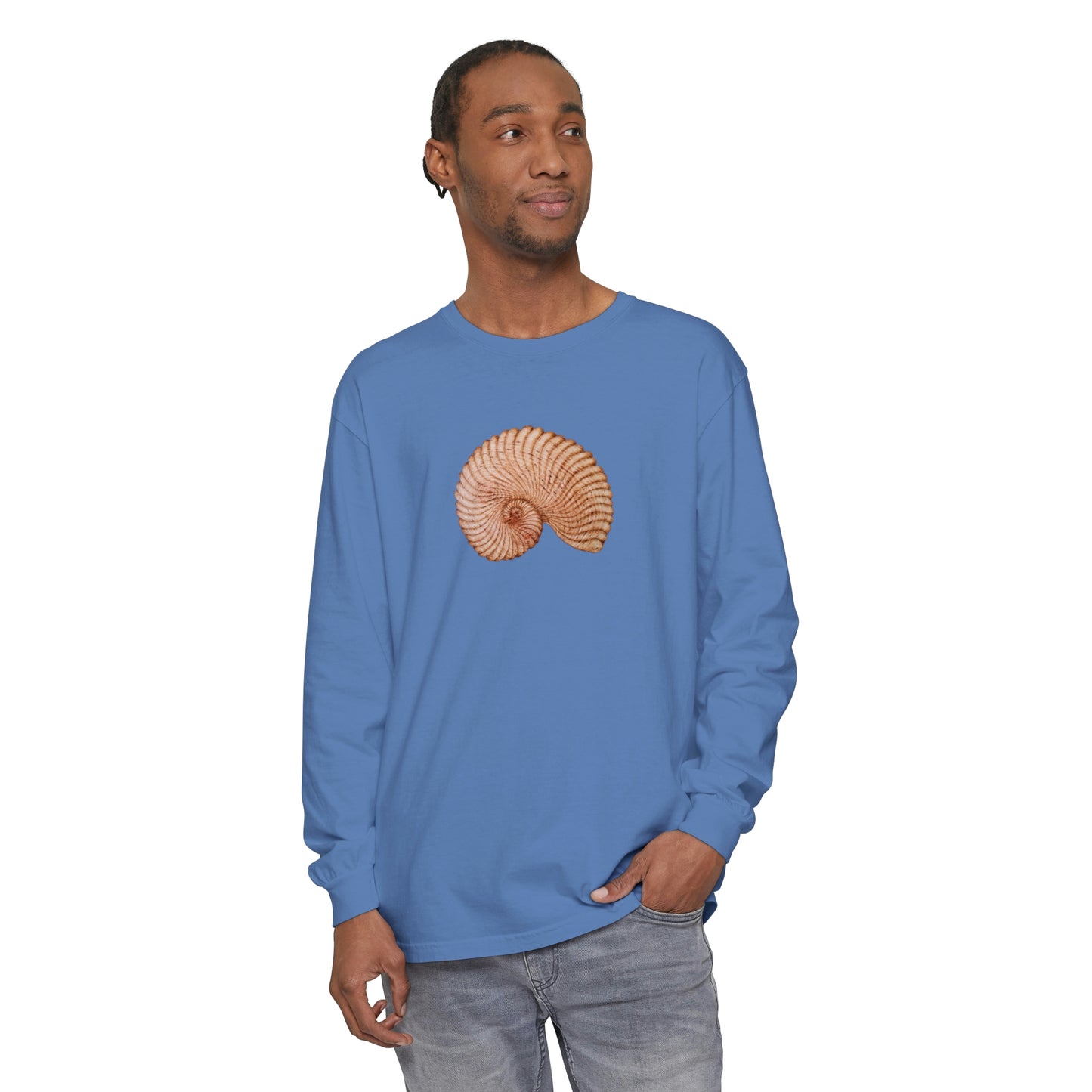 Unisex Garment-dyed Long Sleeve T-Shirt - Heaven Shell