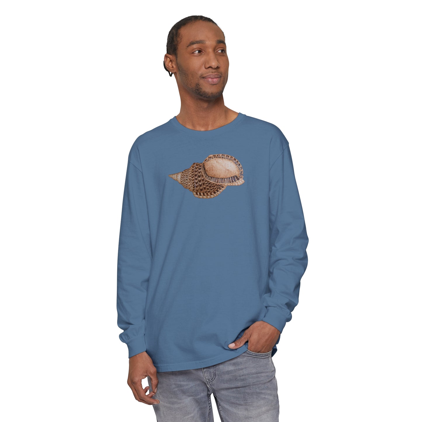 Unisex Garment-dyed Long Sleeve T-Shirt - Triton Conch