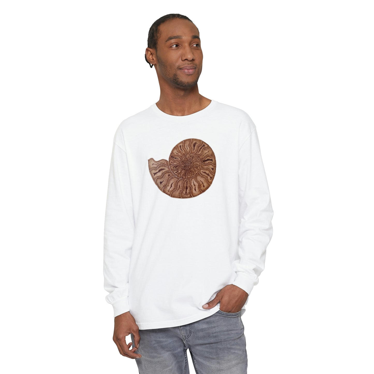 Unisex Garment-dyed Long Sleeve T-Shirt - Half Moon