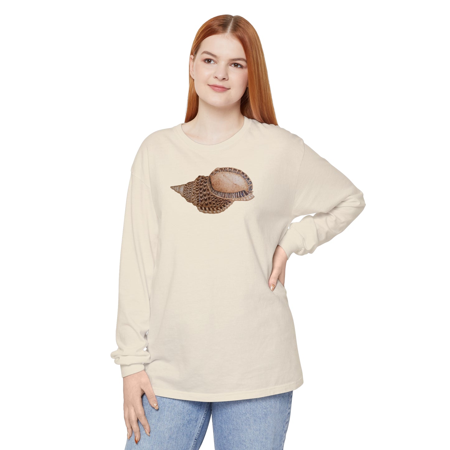 Unisex Garment-dyed Long Sleeve T-Shirt - Triton Conch