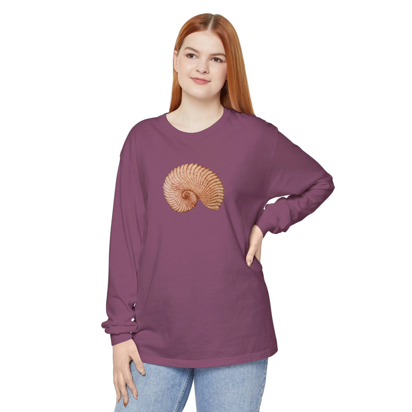 Unisex Garment-dyed Long Sleeve T-Shirt - Heaven Shell