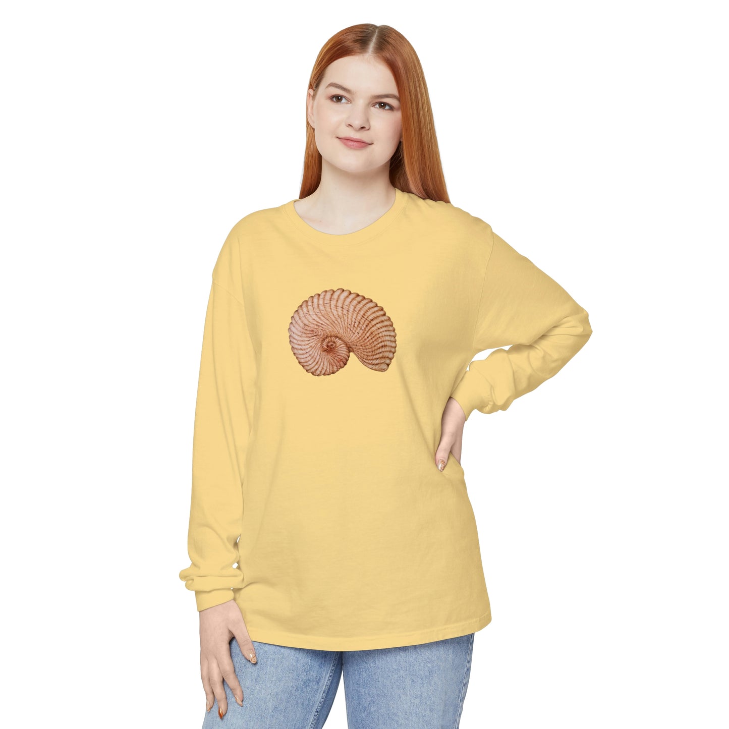 Unisex Garment-dyed Long Sleeve T-Shirt - Heaven Shell