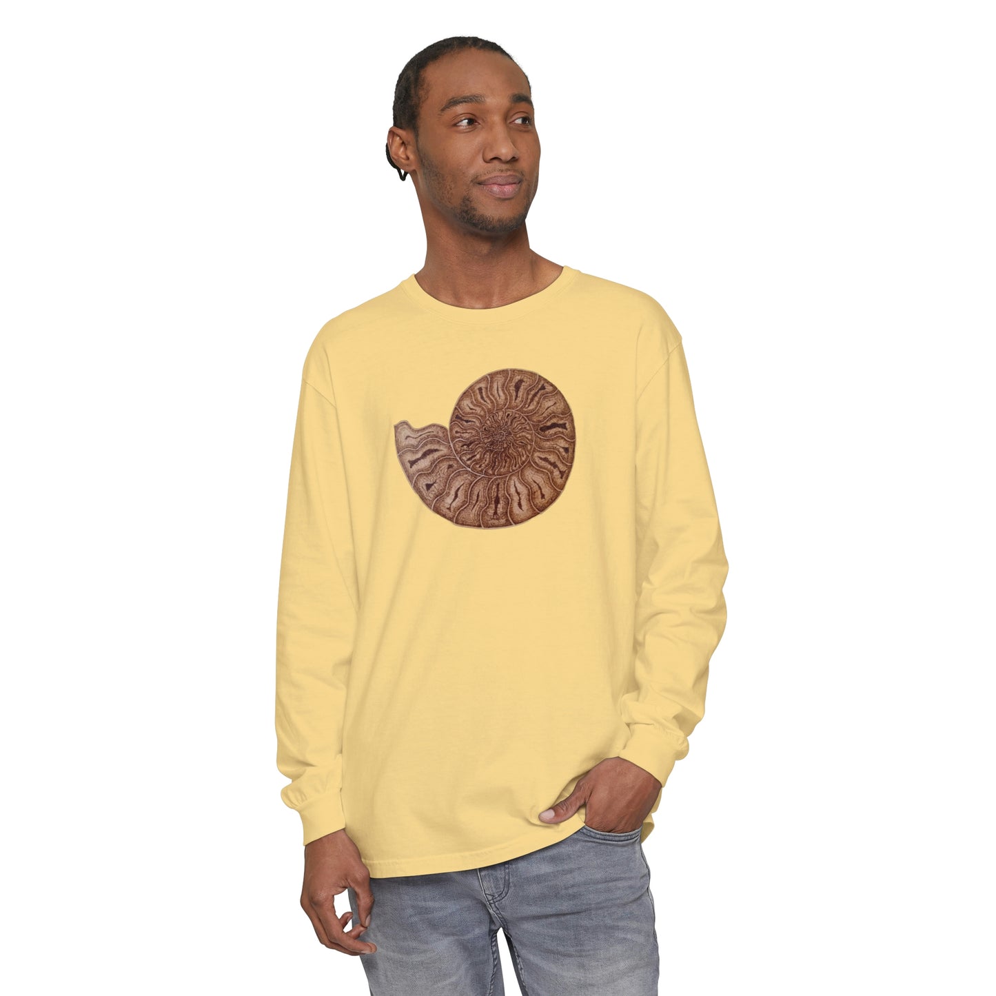 Unisex Garment-dyed Long Sleeve T-Shirt - Half Moon