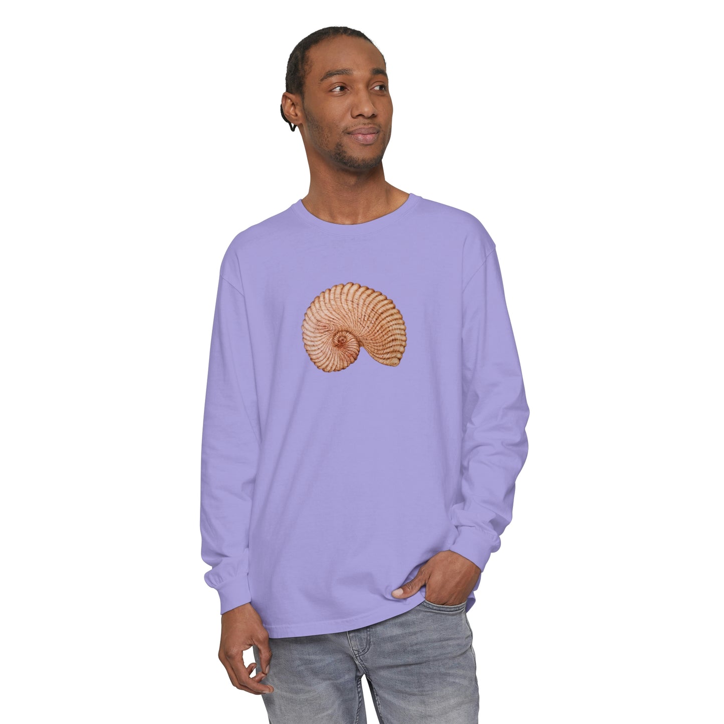 Unisex Garment-dyed Long Sleeve T-Shirt - Heaven Shell