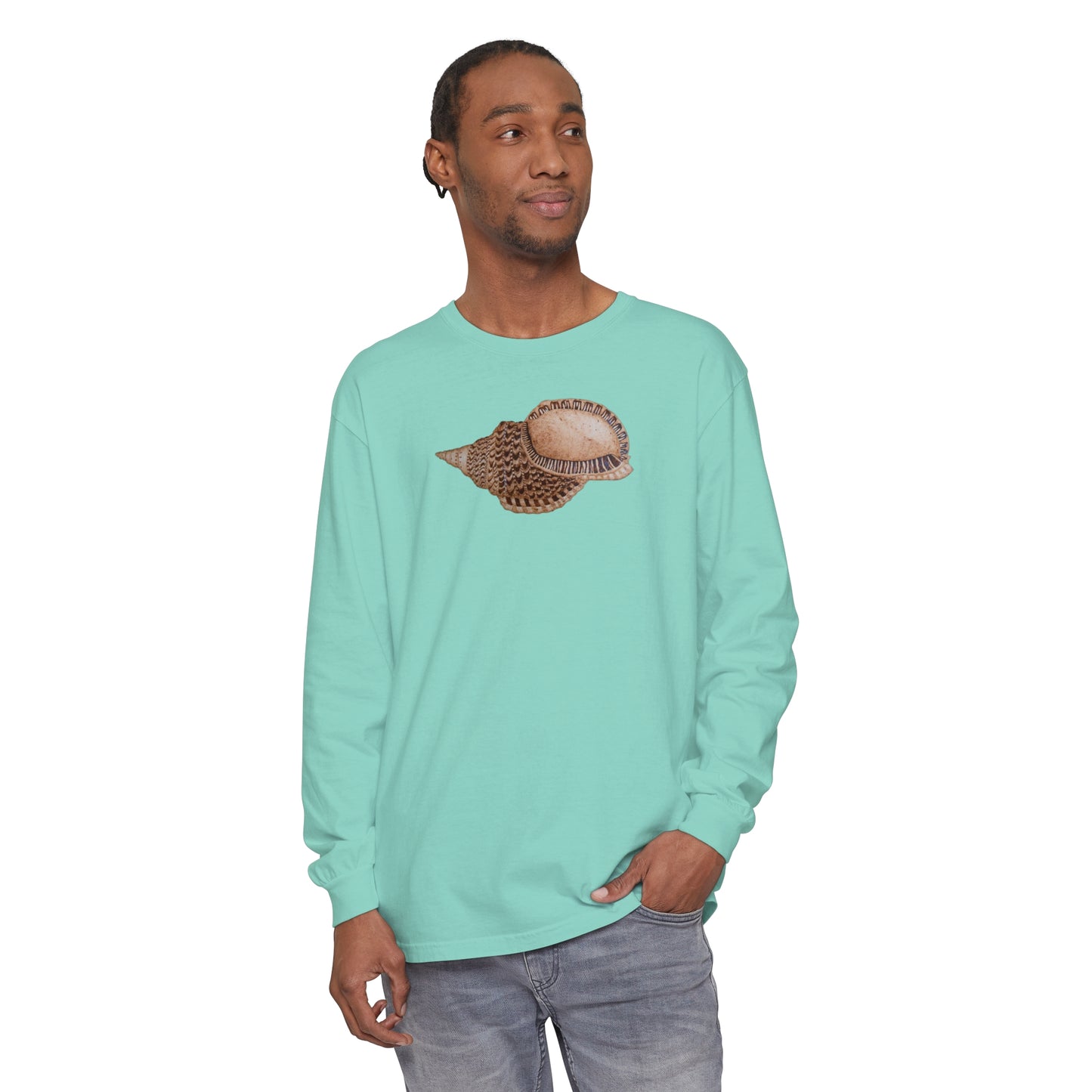 Unisex Garment-dyed Long Sleeve T-Shirt - Triton Conch