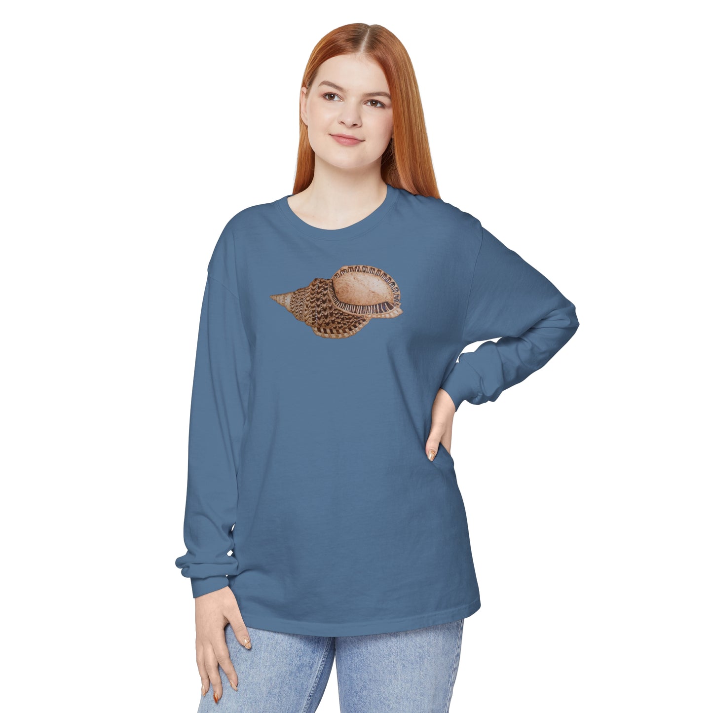 Unisex Garment-dyed Long Sleeve T-Shirt - Triton Conch