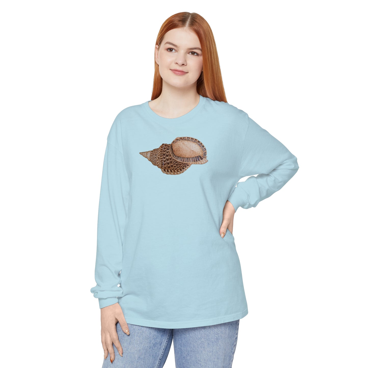 Unisex Garment-dyed Long Sleeve T-Shirt - Triton Conch