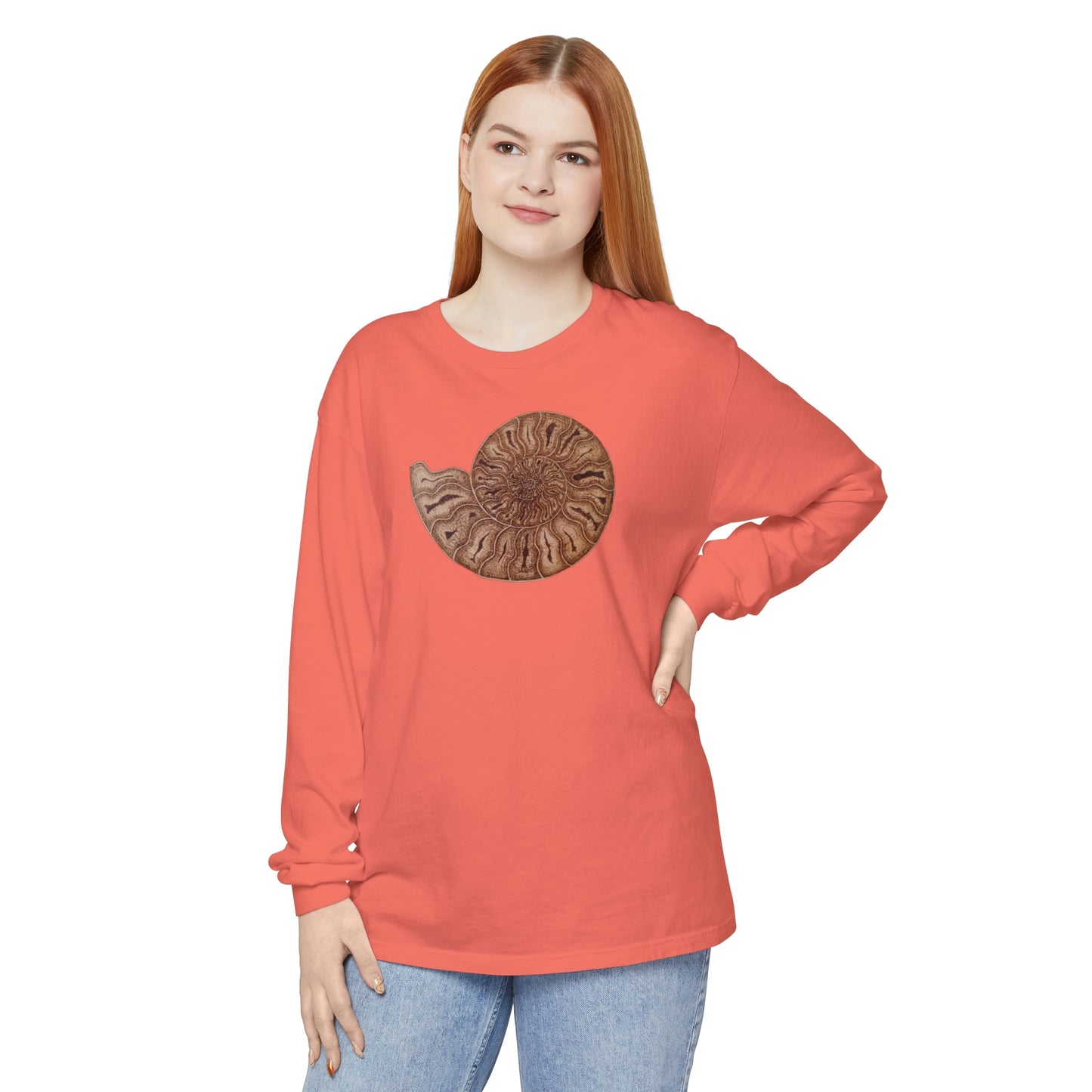 Unisex Garment-dyed Long Sleeve T-Shirt - Half Moon