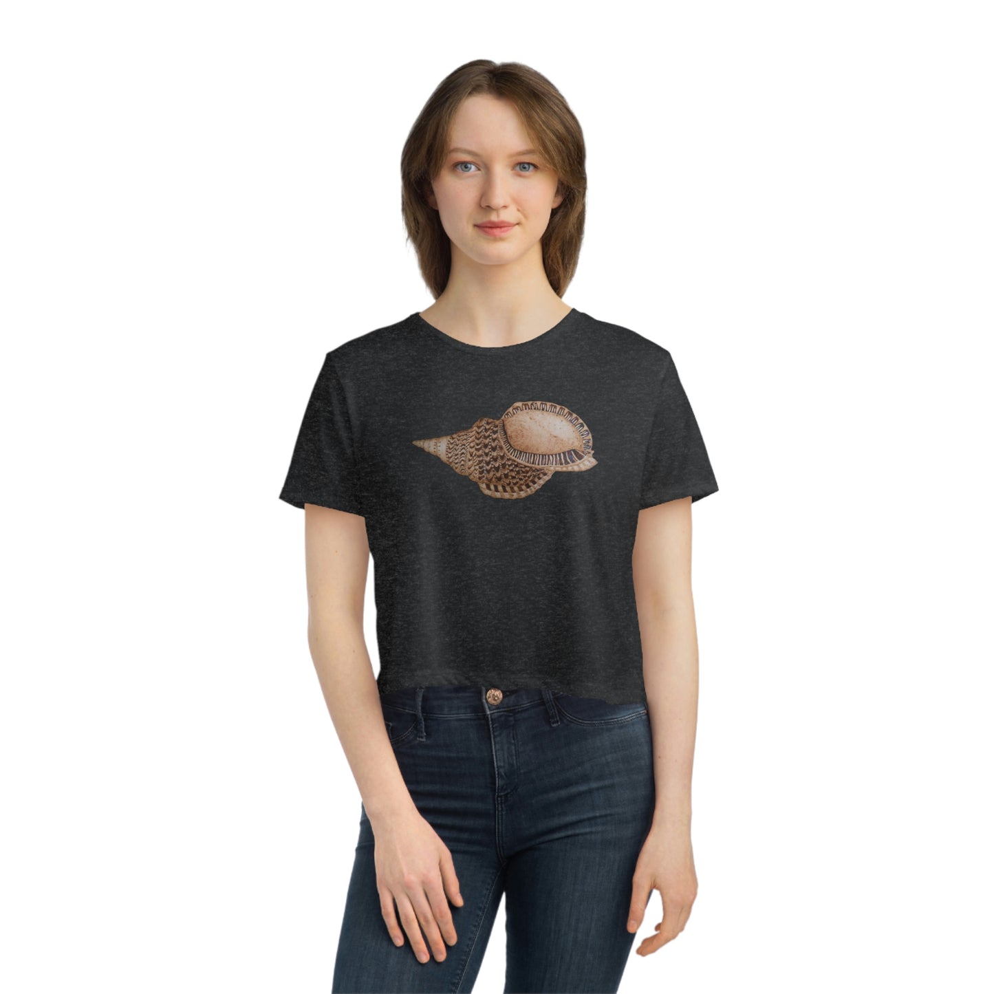 Women's Flowy Cropped Tee - Triton Conch