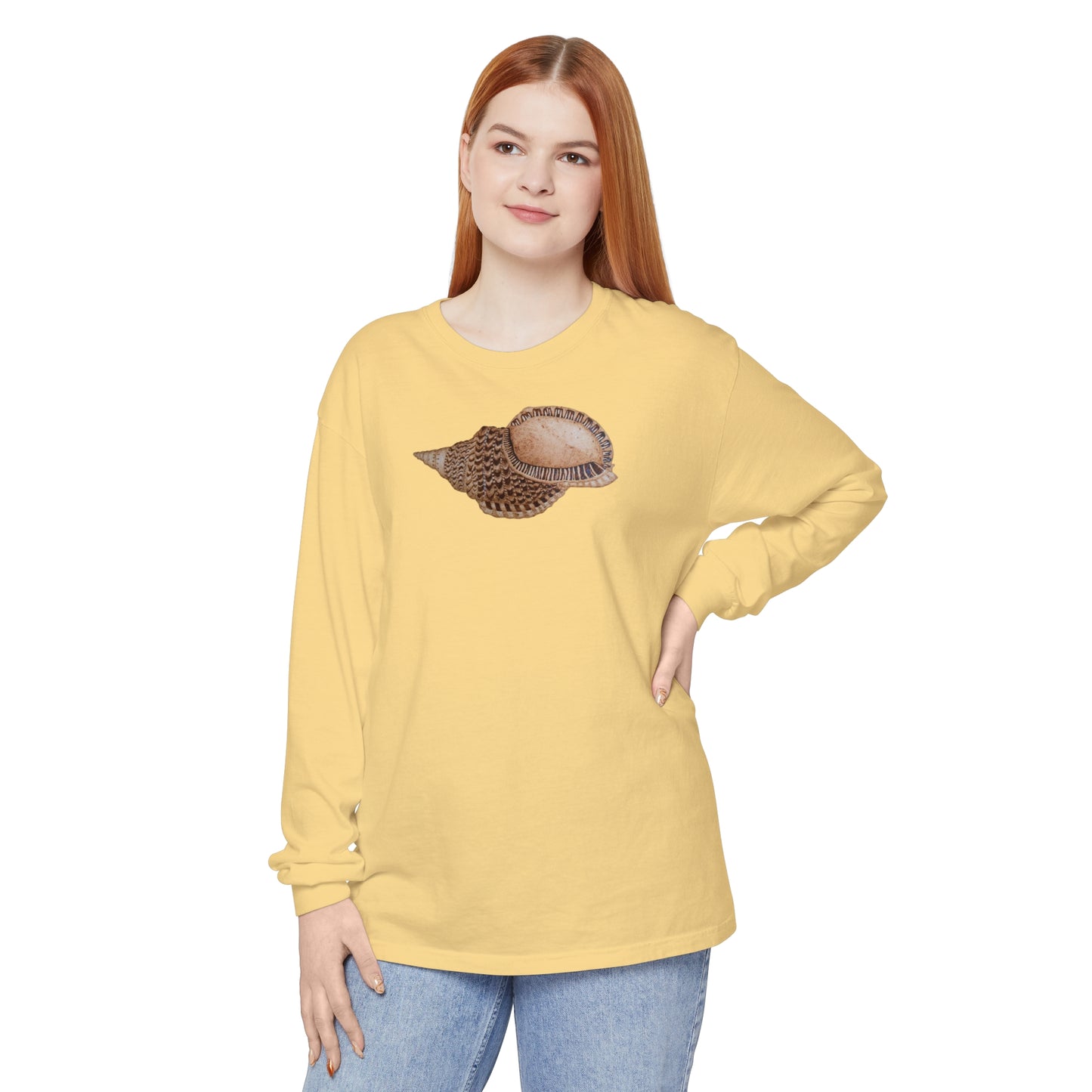 Unisex Garment-dyed Long Sleeve T-Shirt - Triton Conch