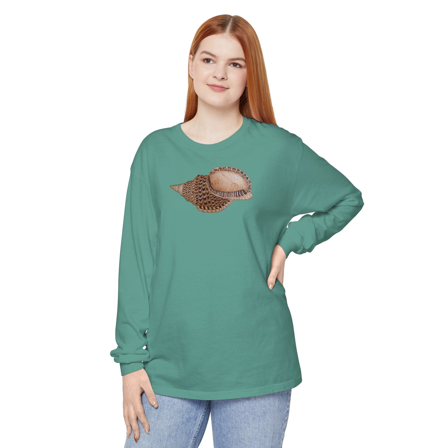 Unisex Garment-dyed Long Sleeve T-Shirt - Triton Conch