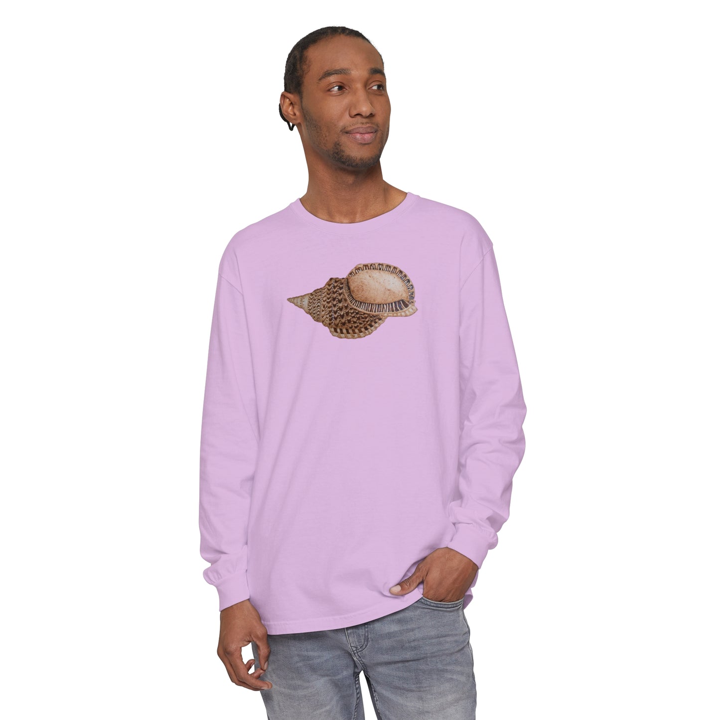 Unisex Garment-dyed Long Sleeve T-Shirt - Triton Conch