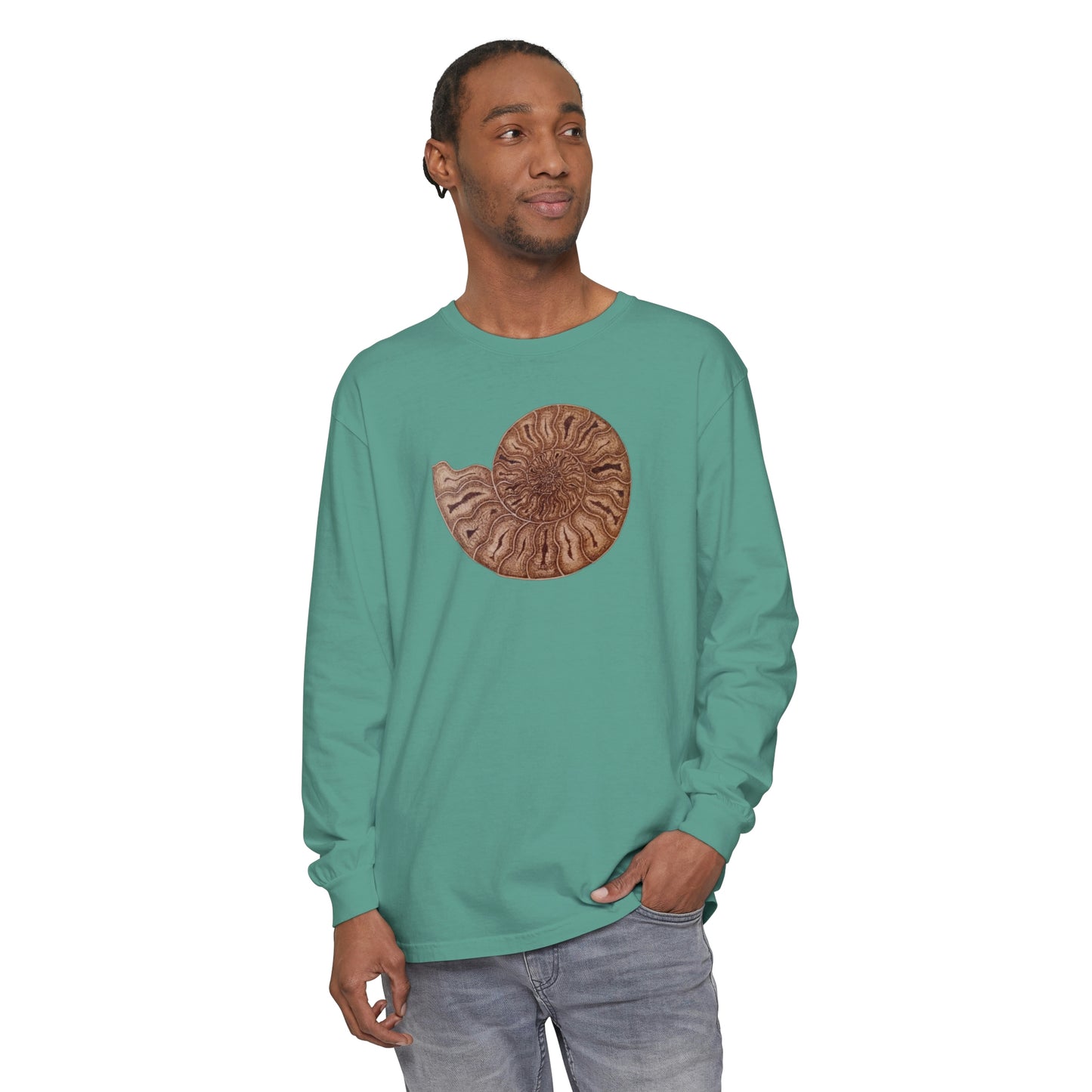 Unisex Garment-dyed Long Sleeve T-Shirt - Half Moon